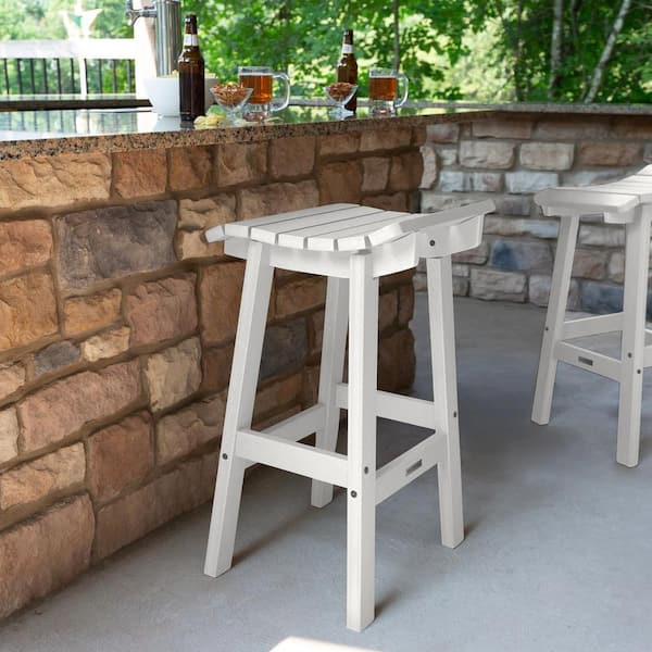 Summit Square White Recycled Plastic Bar Height Outdoor Bar Stool