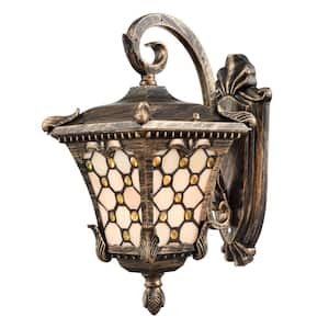 6.1 in. Gold Outdoor Hardwired Lantern Wall Sconce with No Bulbs Included