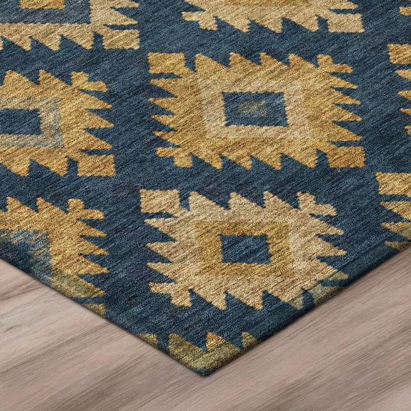 Chantille Machine Washable Indoor/Outdoor Abstract ACN2952 Navy 3 ft. x 5 ft. Area Rug