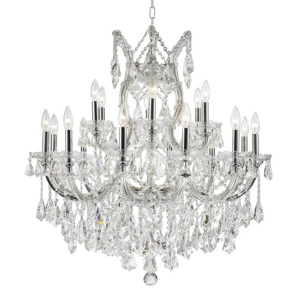 Worldwide Lighting Maria Theresa 19-Light Polished Chrome Chandelier with Clear Crystal