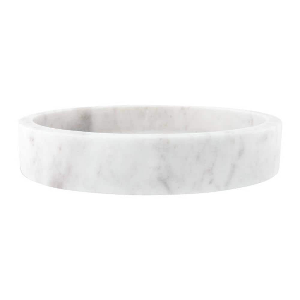 Elegant Minimalist White Marble Round Tray, 8"