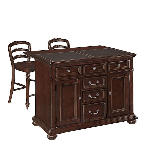 Home Styles Colonial Classic Dark Cherry Kitchen Island With Seating