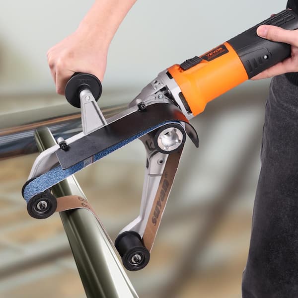 Pipe Tube Polisher Grinder 1100-Watt Corded BeltSander 6-Speed 1100 to 3200 RPM 100-Piece Belts for Burnishing Finishing