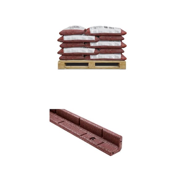 37.5 cu. ft. Red Rubber Mulch (25 Bags) and 48 in. x 3 in. x 3 in. Red Rubber Edging (6-Pack) Combo