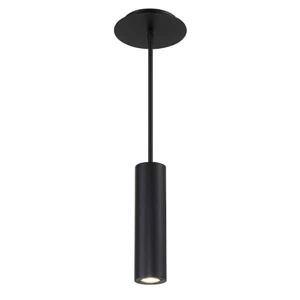 Caliber 10 in. 90-Watt Equivalent Integrated LED Black Pendant with Acrylic Shade