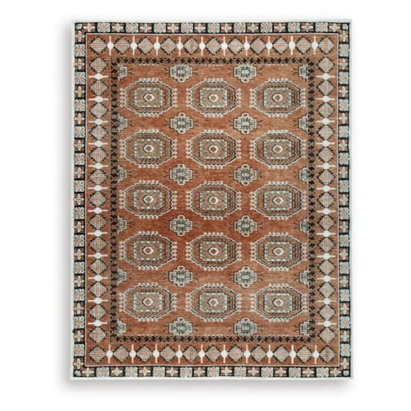 Qaabiz 8 ft. x  10 ft. Brown/Black Medallion Area Rug