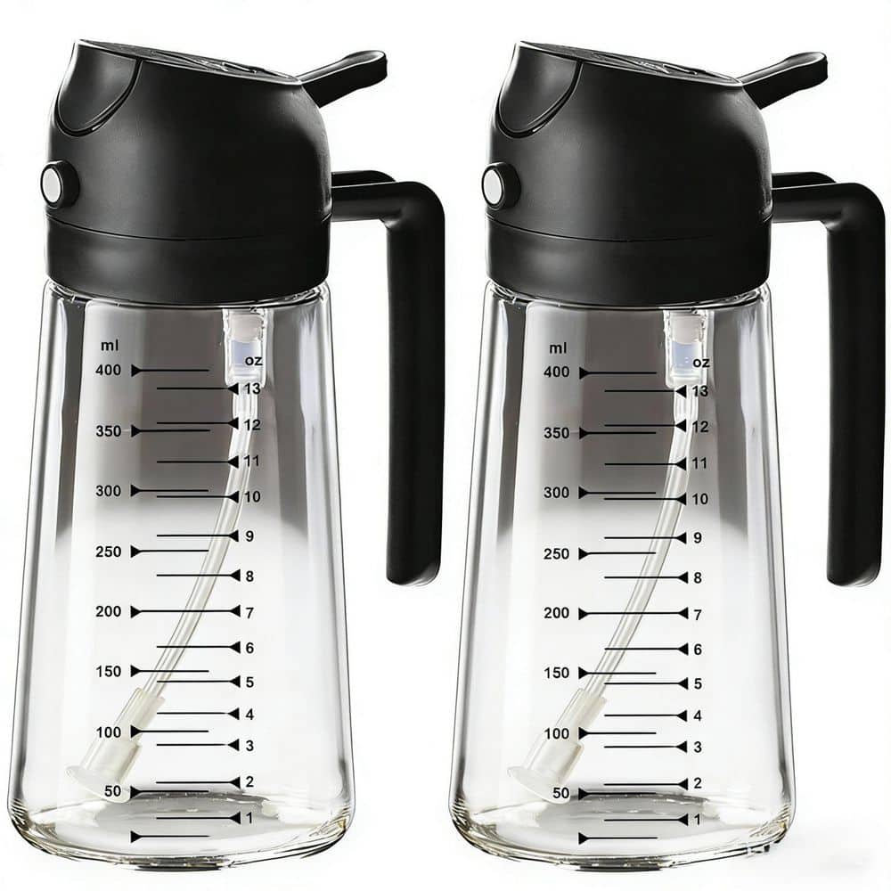 Wudkey Glass Black 2-in-1 Olive Oil Sprayer and Dispenser Bottle