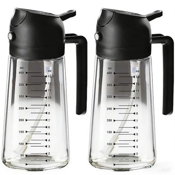 Glass Black 2-in-1 Olive Oil Sprayer and Dispenser Bottle with Precision Nozzle for Controlled Cooking 2-Pack