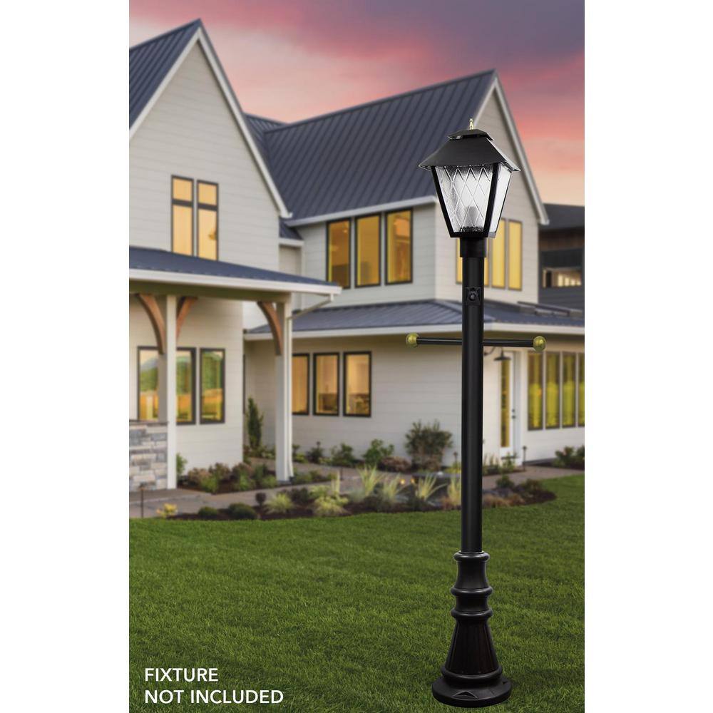 6 ft. Black Aluminum Outdoor Lamp Post with Cross Arm
