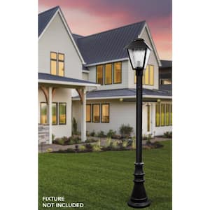 6 ft. Black Outdoor Lamp Post with Cross Arm and Auto Dusk to Dawn Photocell