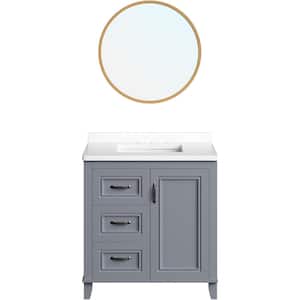31.5 in. W x 22.05 in. D x 33.46 in. H Ambridge Vanity Cabinet with Sink, 3 Drawers, Gray Cabinet