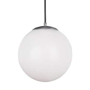 Hanging Globe 1-Light Satin Aluminum Pendant with LED Bulb