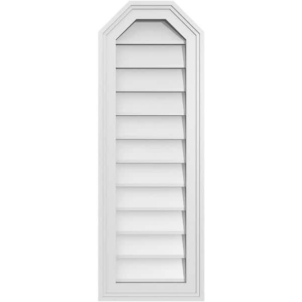 Ekena Millwork 12 in. x 34 in. Octagonal Top Surface Mount PVC Gable Vent: Decorative with Brickmould Frame