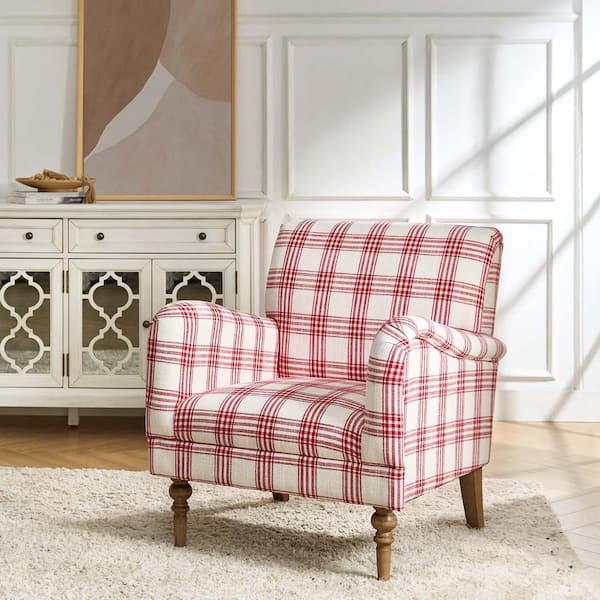 Red plaid chair and ottoman new arrivals