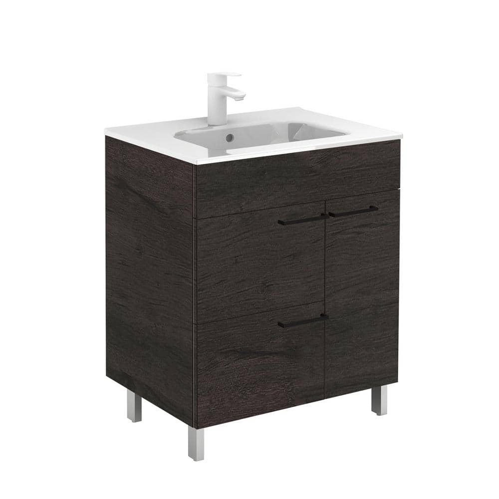 WS Bath Collections Elegance 31.5 in. W x 18.0 in. D x 33.0 in. H Bath Vanity in Wenge with Vanity Top and Ceramic White Basin -  Elegance 80 WE