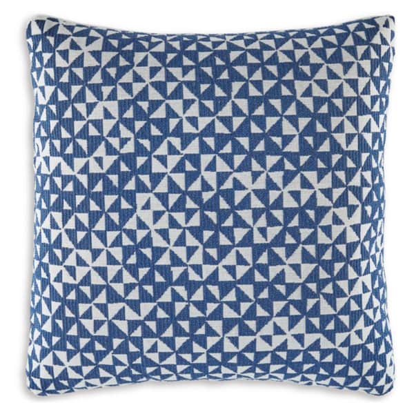 Signature DESIGN BY ASHLEY Jaycott Next-Gen Nuvella Blue/White Geometric Stain Resistant Polyester 18 in. L x 18 in. W Pillow