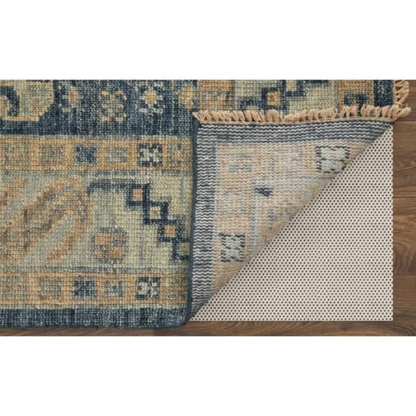 2 ft. x 14 ft. Blue, Ivory Geometric Runner Rug