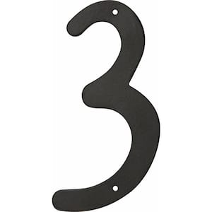 4 in. Black Nail-On Aluminum House Number 3