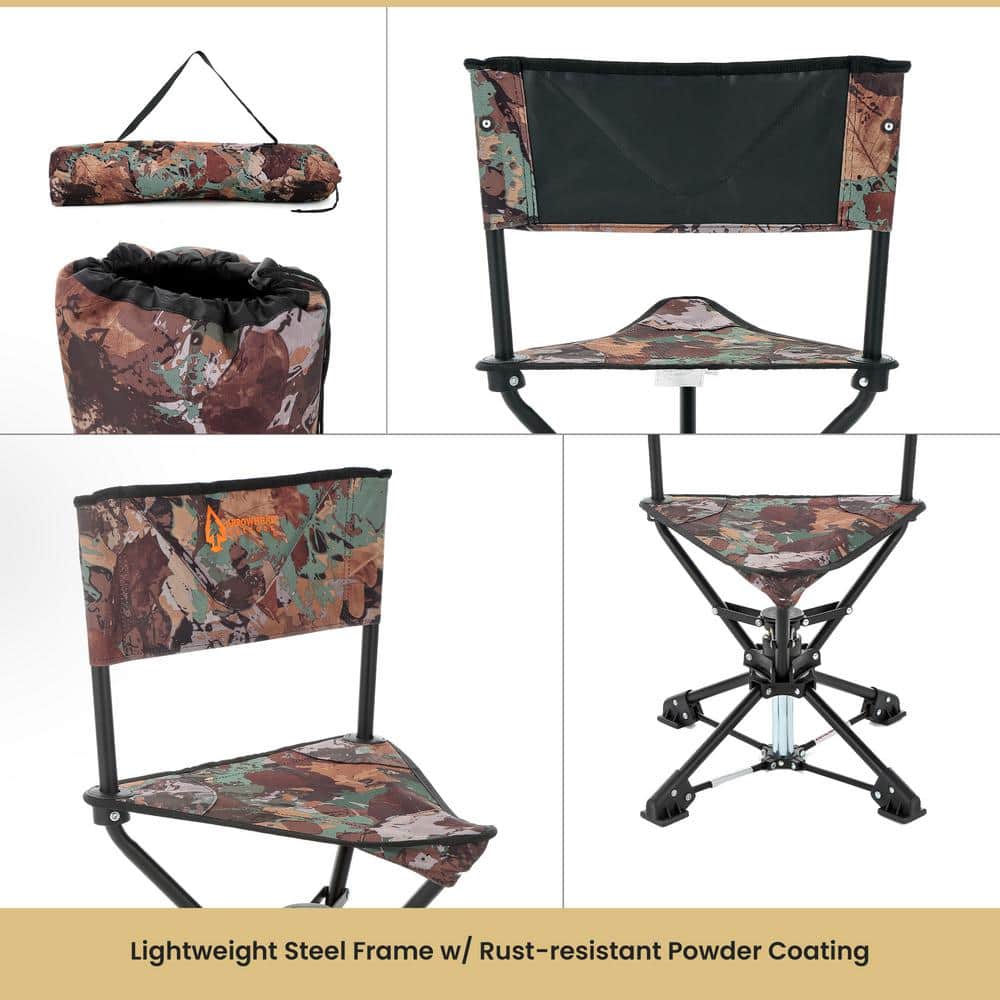 Camo 360° Swivel Tripod Hunting Chair with Steel Frame