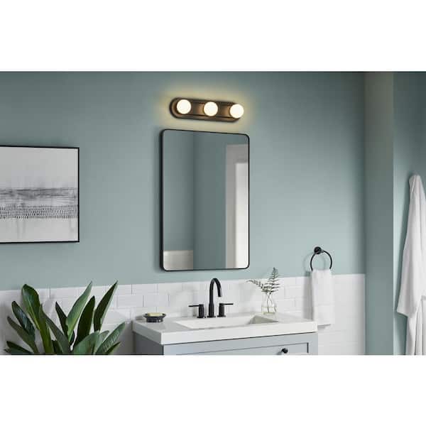 Midford 18 in. 3-Light LED 5CCT Vanity Light with Interchangeable Brushed Nickel, Black and Chrome Trims