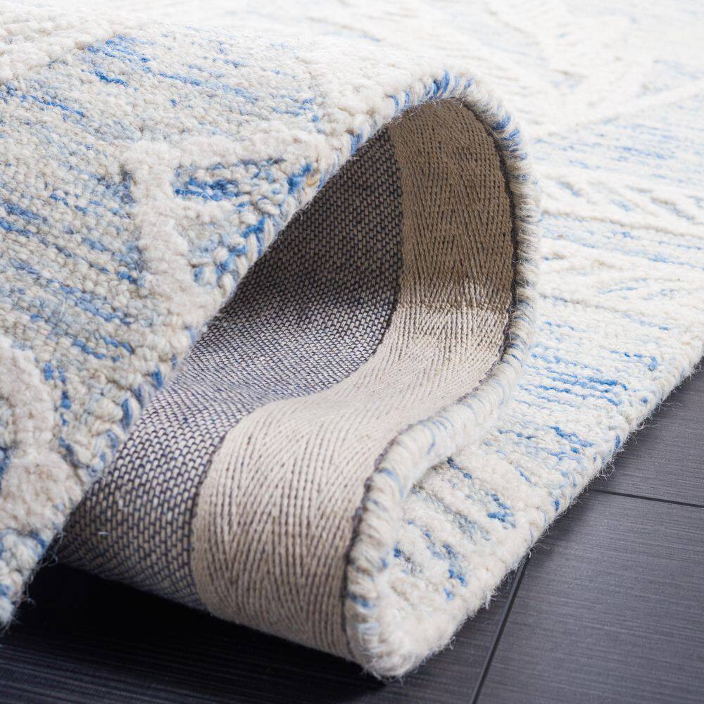 Hand-Tufted Floral Elegance Blue/Ivory Wool Area Rug - 3' x 5'