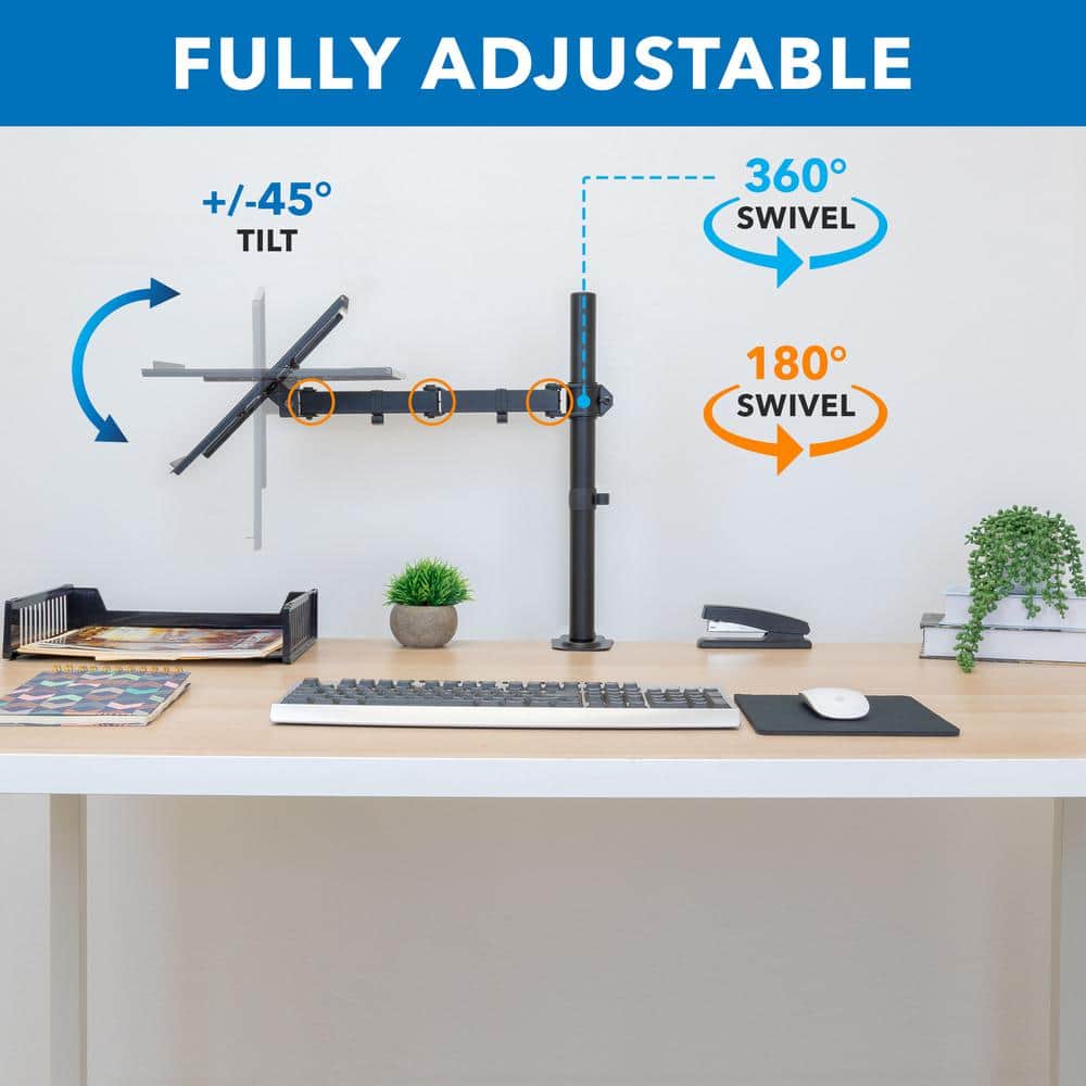 Black Adjustable Laptop Desk Mount with Vented Tray