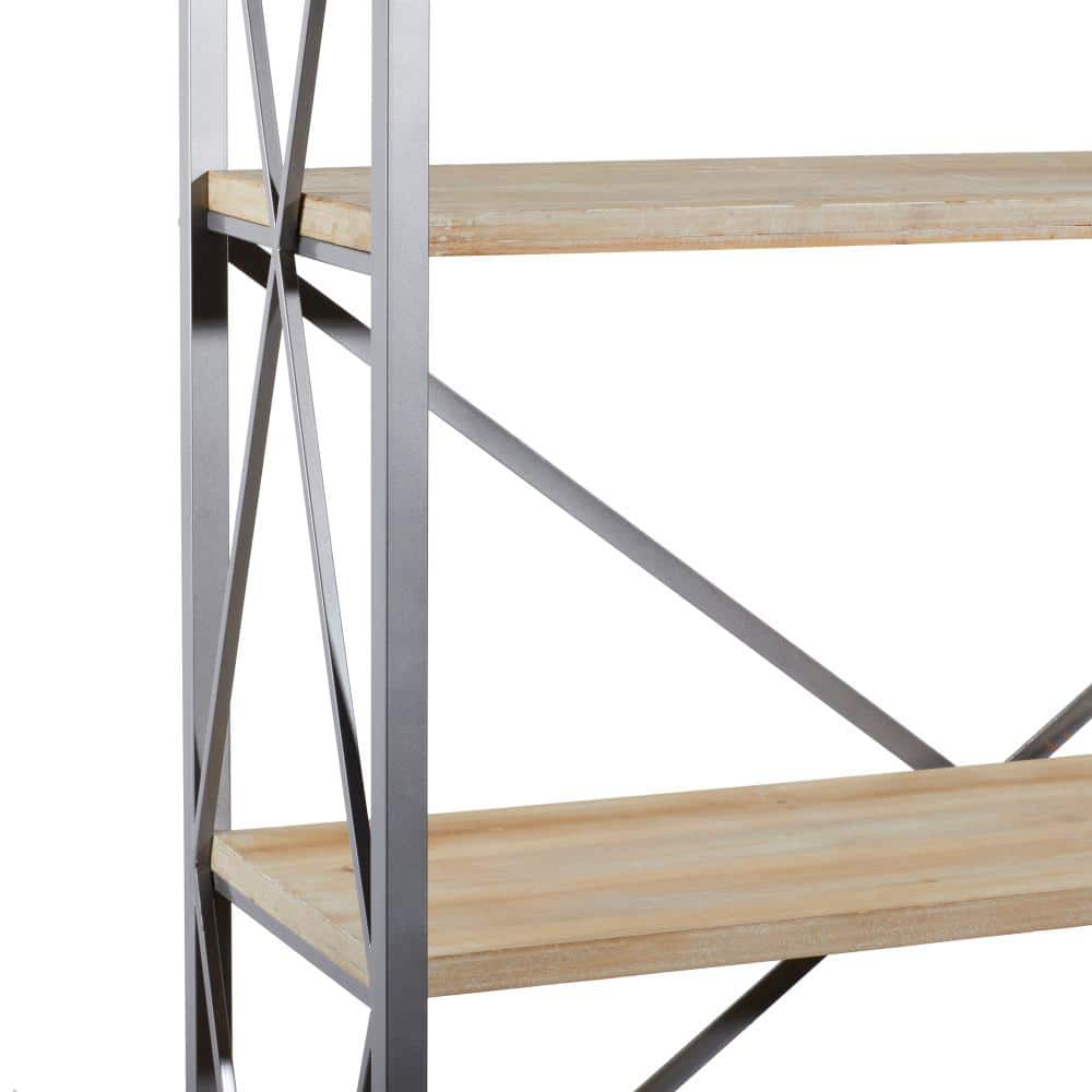 Industrial Brown Wood and Metal 5-Tier Shelving Unit