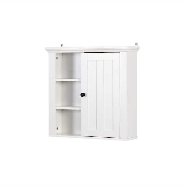 HBEZON Bathroom Storage Wall Cabinet in White