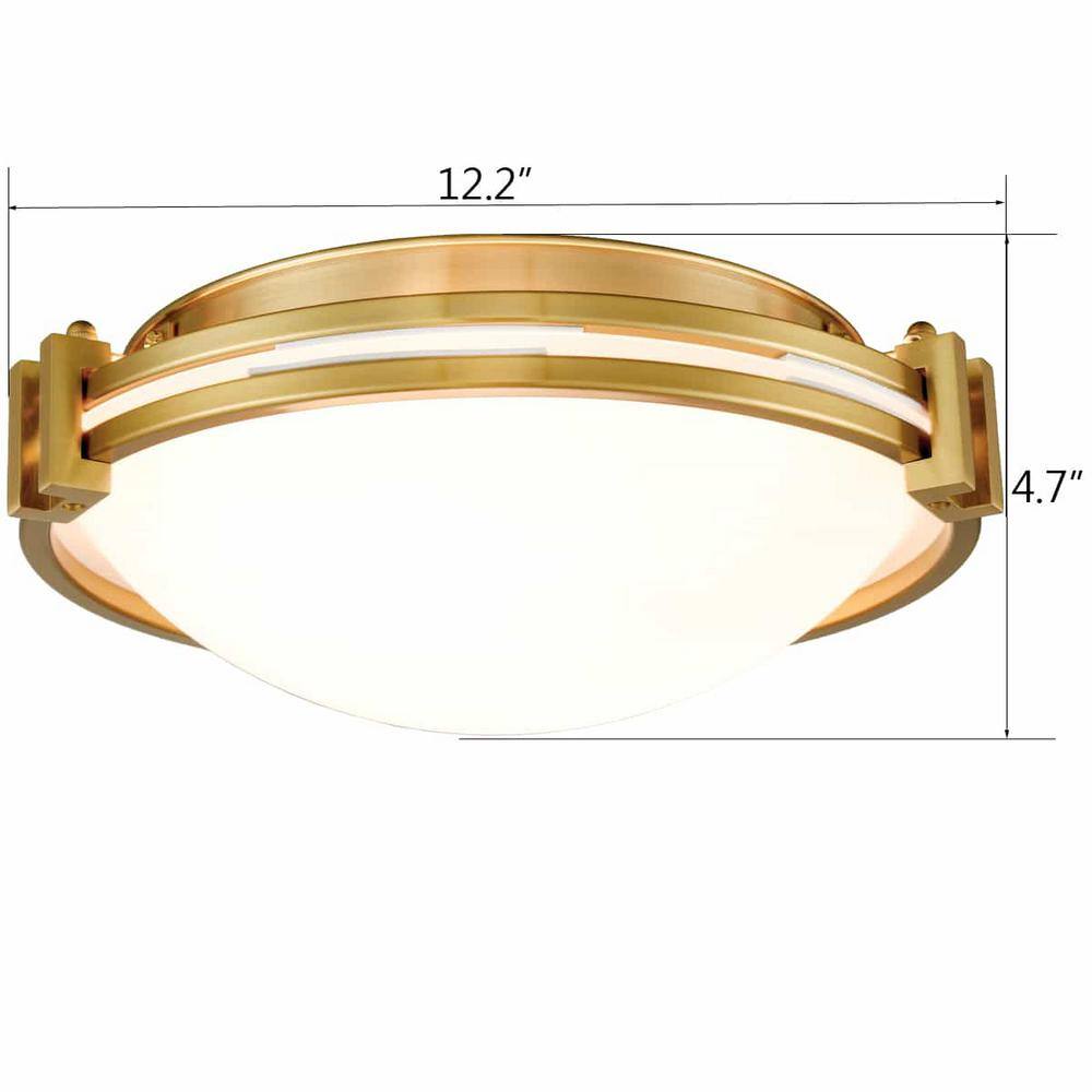 Elegant Brass & Glass Dome 12" Flush Mount Ceiling Light