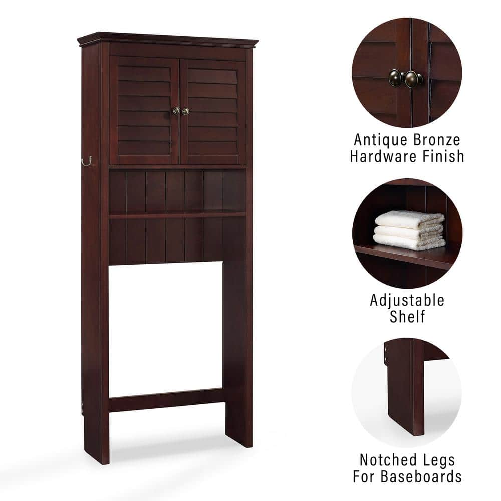 Espresso Lydia Over-the-Toilet Louvered Space Saver Cabinet