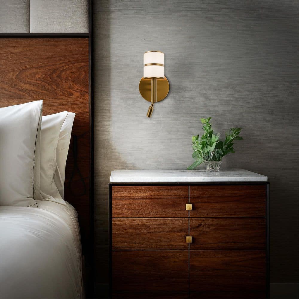 WAC Lighting Veer 1-Light Aged Brass Hardwired Swing Arm Wall Lamp