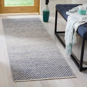 Montauk Navy/Ivory 2 ft. x 12 ft. Striped Distressed Geometric Runner Rug