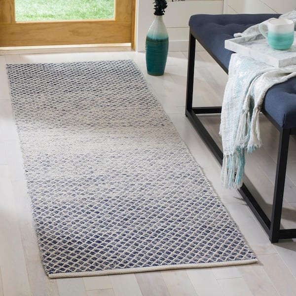 Montauk Navy/Ivory 2 ft. x 12 ft. Striped Distressed Geometric Runner Rug