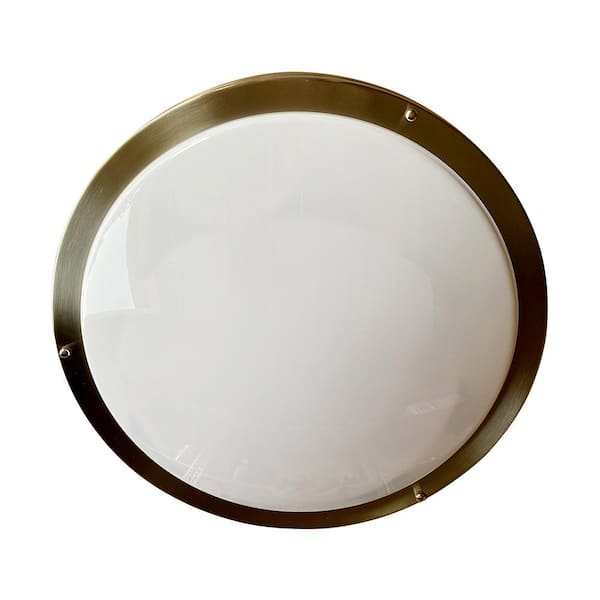 Unbranded Xander 18 in. 2-Light Brushed Nickel Finish Flush Mount Lighting with Frosted Glass Shade and No Bulbs Included 1-Pack