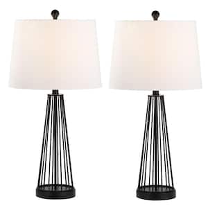 Detroit 27 " Black Table Lamp Set With White Shade (Set of 2)