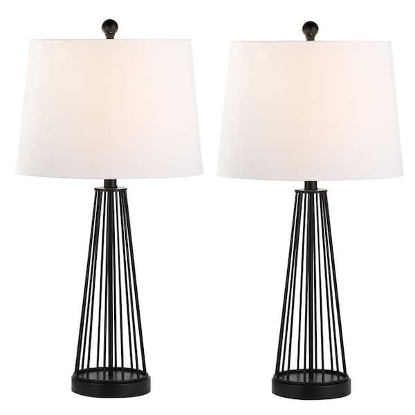 Maxax Detroit 27 " Black Table Lamp Set With White Shade (Set of 2)