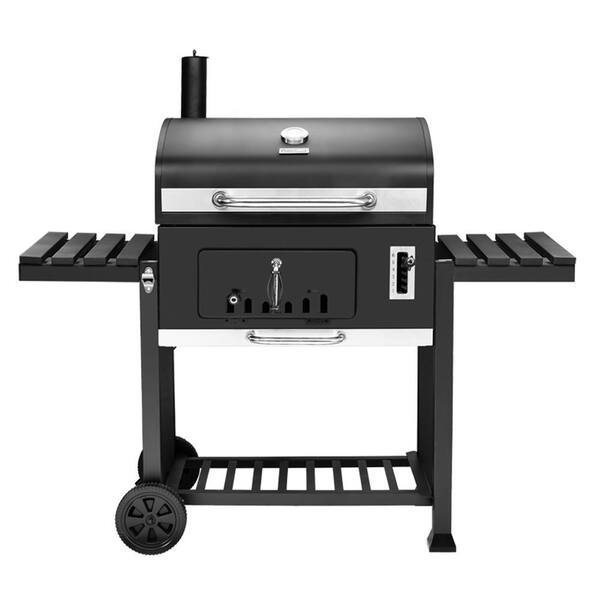 Royal Gourmet 750 sq. in. Heavy-Duty Charcoal Grill in Black with 2 Foldable Side Tables