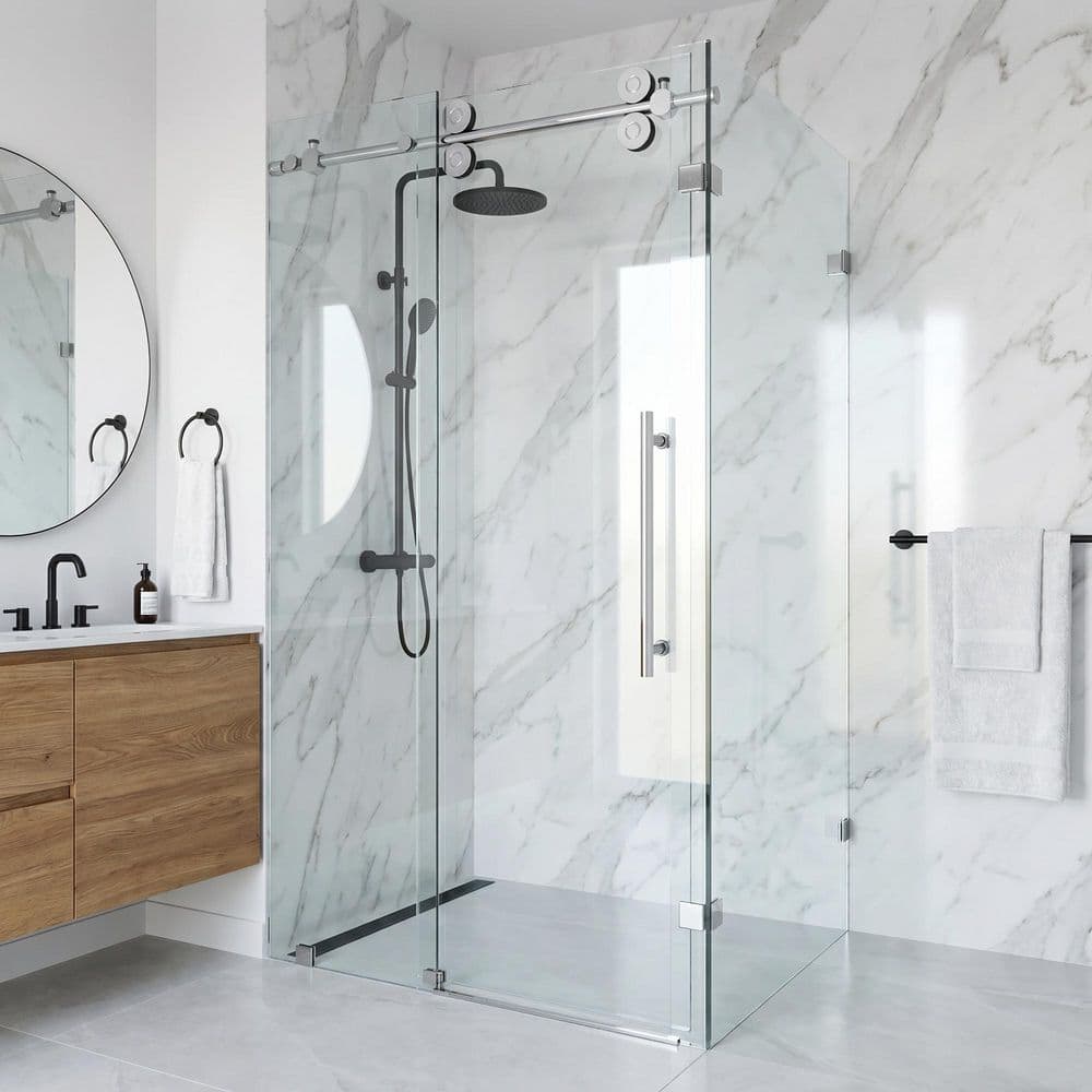 VIGO Winslow 35 in. L x 46 in. W x 74 in. H Frameless Sliding