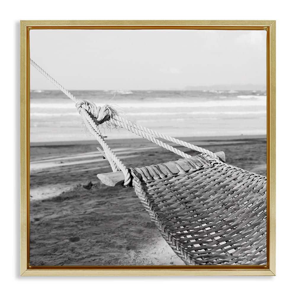 Hammock Lounging by Shore by LSR Design Studio Gold Floater Frame Coastal Graphic Art Print 25 in. x 25 in. price history on PriceWatchPro
