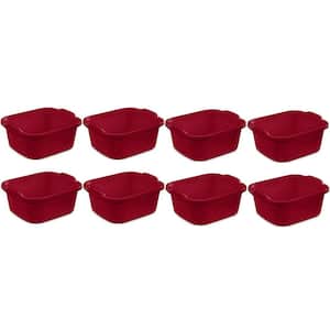 Large Multi-Function Home 12 Qt. Sink Dish Washing Pan, Red (8-Pack)