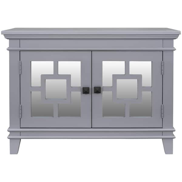 Utopia 4niture Ellenore Gray Accent Cabinet with Decorative Mirror Door