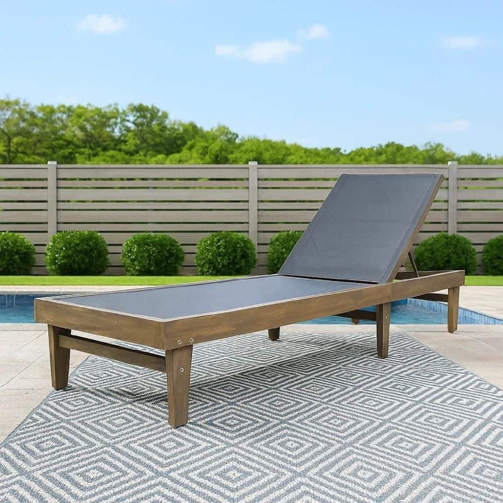 Liam Taupe Wood Outdoor Chaise Lounge with Dark Gray Mesh Seat price history on PriceWatchPro
