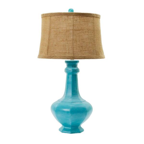 Fangio Lighting 31 in. Coastal Blue Ceramic Table Lamp