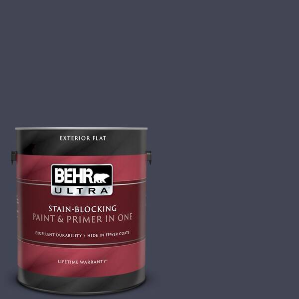 BEHR ULTRA 1 gal. #UL240-1 Black Sapphire Flat Exterior Paint and Primer in One