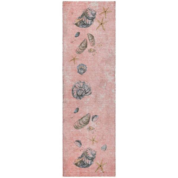 Dream Shag Premium Machine Washable Abstract ADS188 Peach 2 ft. x 7 ft. Runner Rug