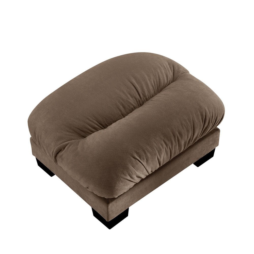 Brown Chenille Rectangle Accent Ottoman