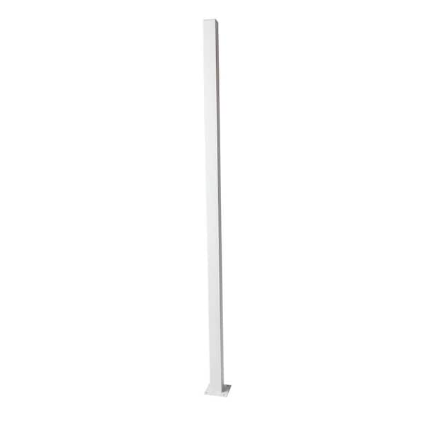 Unbranded 2 in. x 2 in. x 5 ft. White Metal Fence Post with Flange and Post Cap