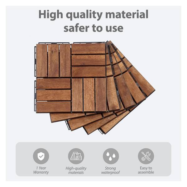 Siavonce 12 in. x 12 in. Square Acacia Wood Interlocking Siavonce 12 in. x 12 in. Square Acacia Wood Interlocking