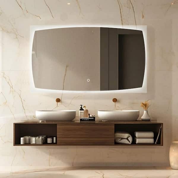 LuxHomez 27 in. W x 47 in. H Rectangular Frameless Soft Light LED Adjustable Backlight Wall Mirror Bathroom Vanity Mirror