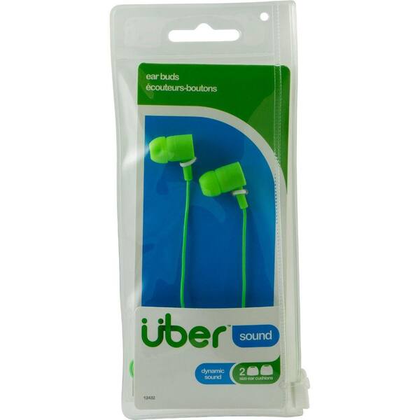 Uber Rubberized Ear Buds - Green